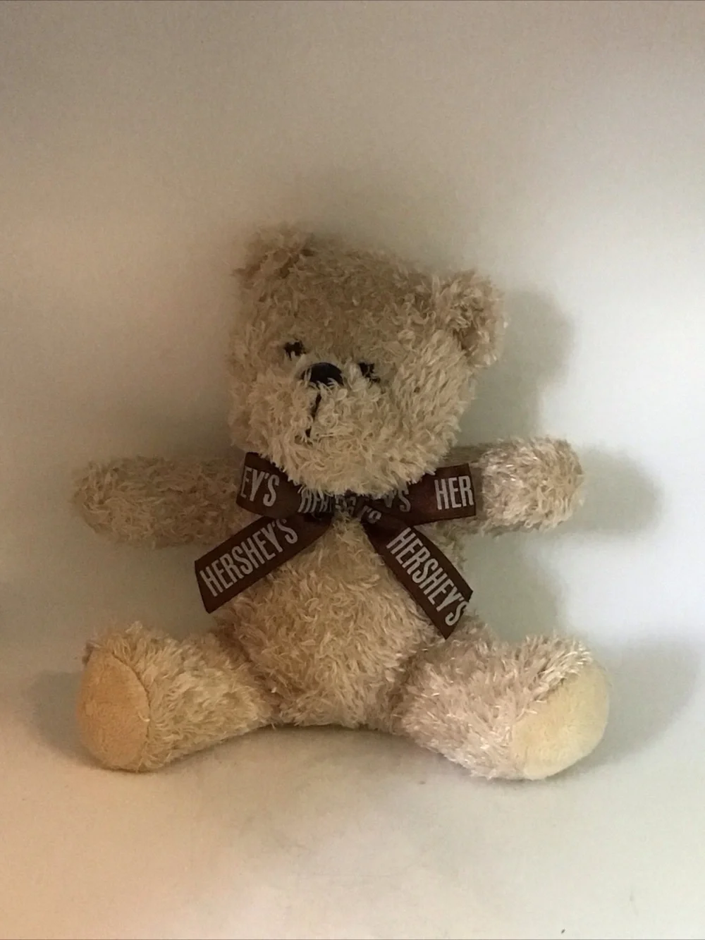 Cream Teddy Bear Plush with Branded Hershey's Brown Ribbon